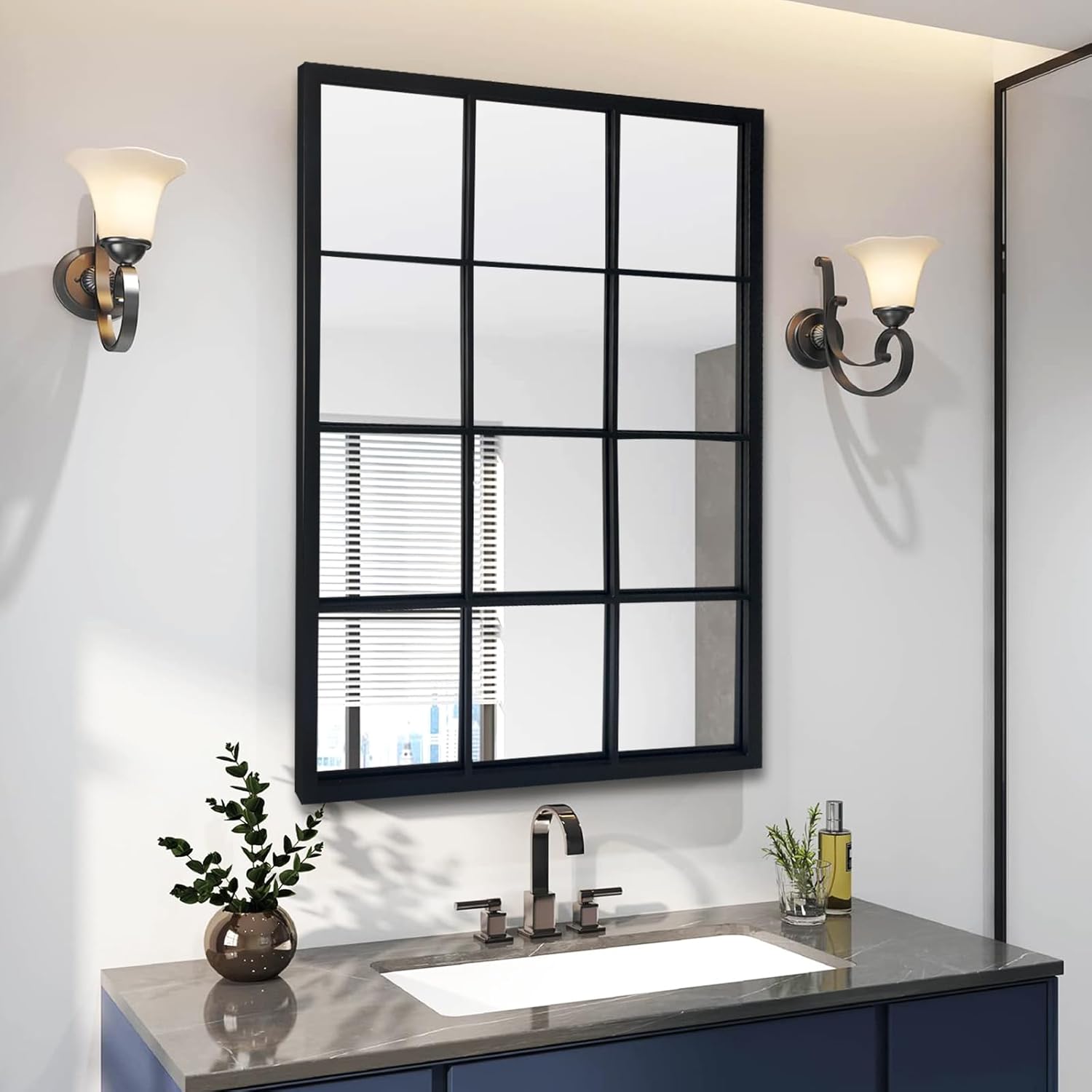 Farmhouse Black Mirror — 38" — Black