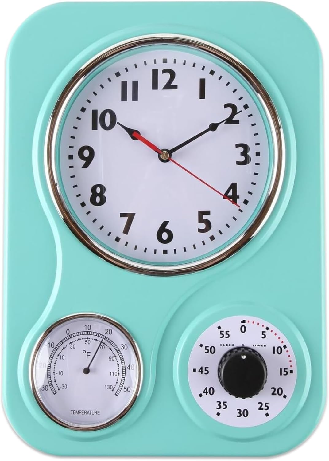 Vintage Mid-Century Black Wall Clock — 5" — Turquoise