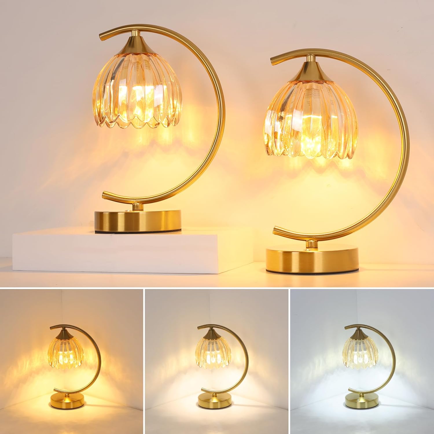 Cordless Green Table Lamp — Amber-Clear Bulb