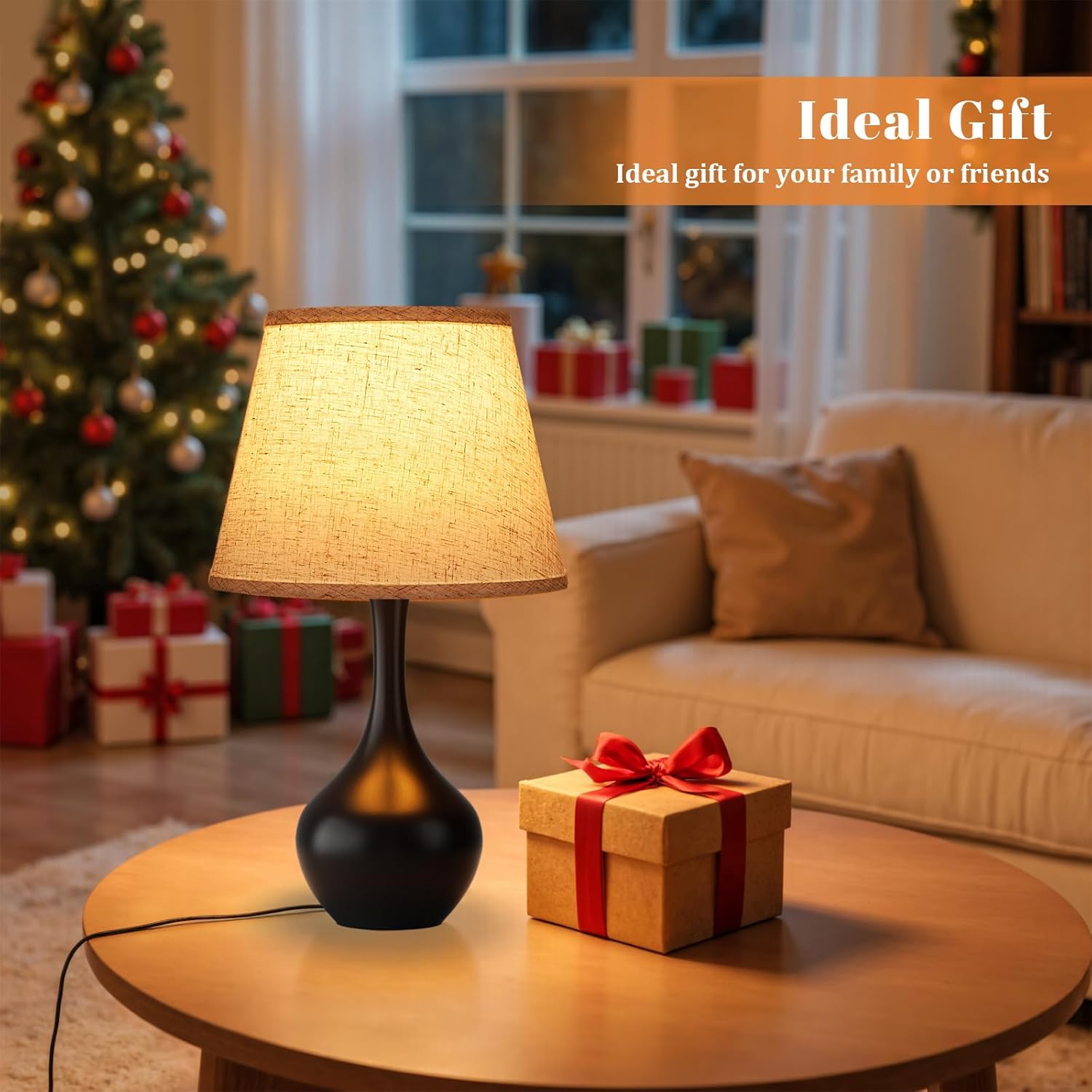 Dimmable Beige Bedside Lamp — 16.1" - View 3