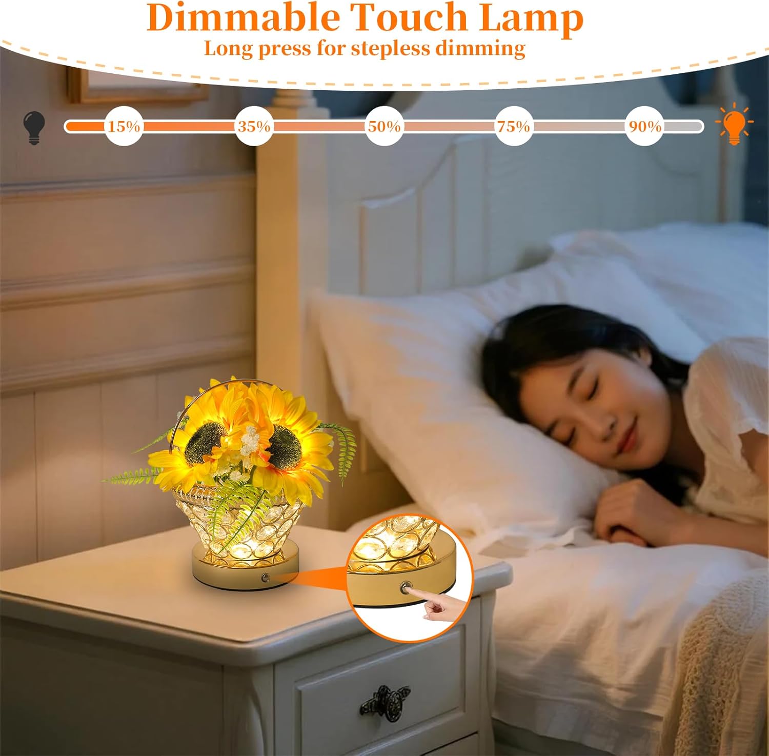 Cordless Luxe Glass Bedside Lamp - View 4
