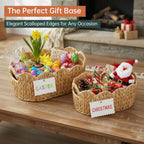 Hand-Woven Boho Rattan Storage Basket — Set of 2 - View 2
