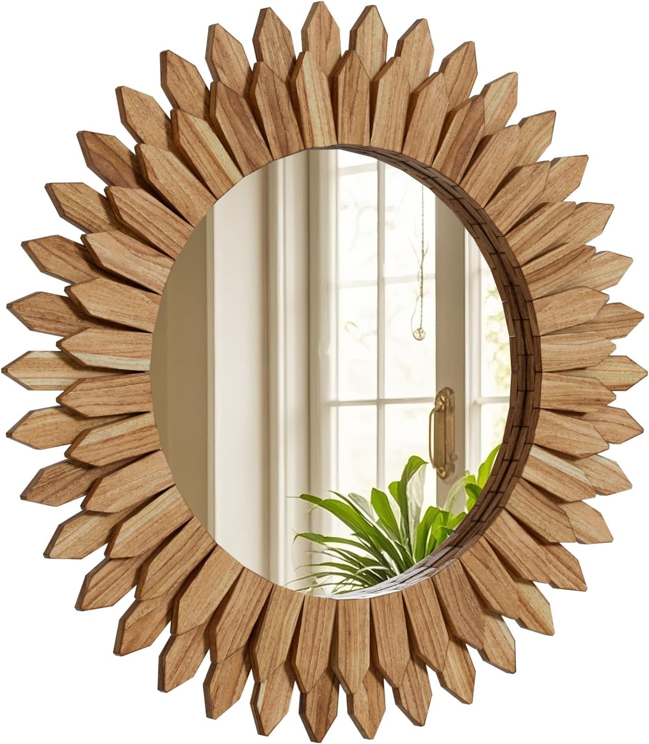 Round Boho Black Mirror — 24" — Brown