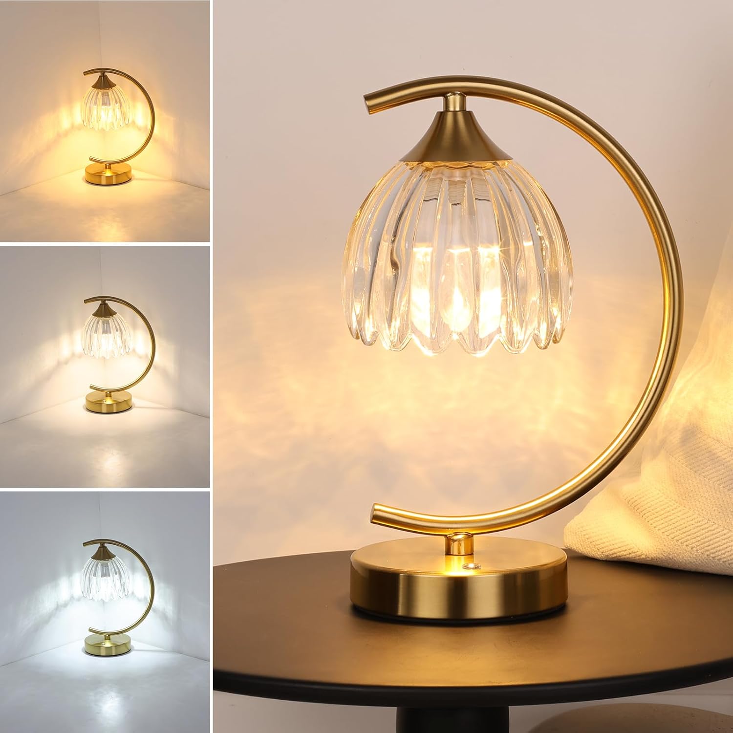 Cordless Green Table Lamp — Transparent-Clear Bulb