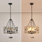 Adjustable Farmhouse Grey Chandelier — 4-Light - View 5