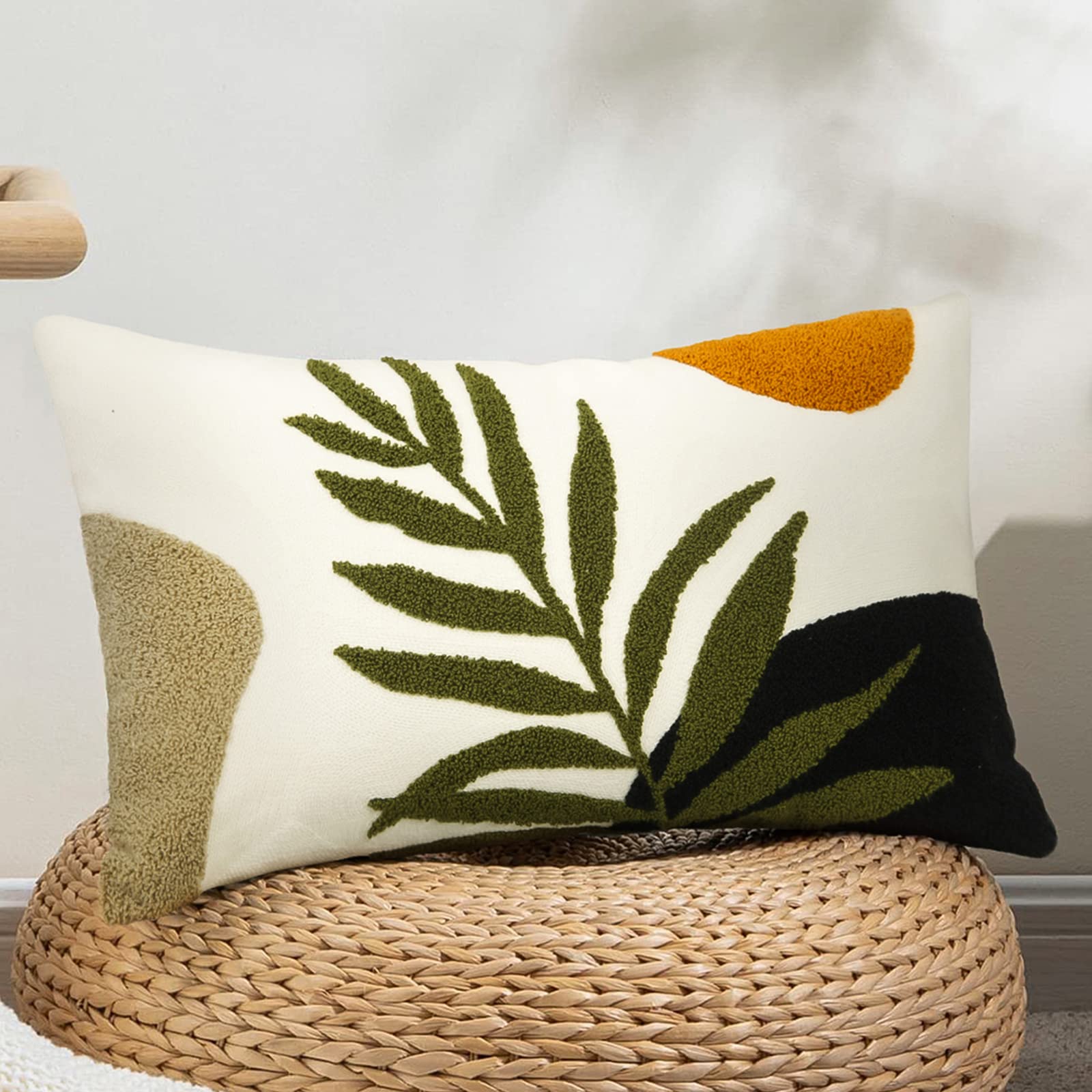 Tufted Boho Green Throw Pillow Cover — 20"