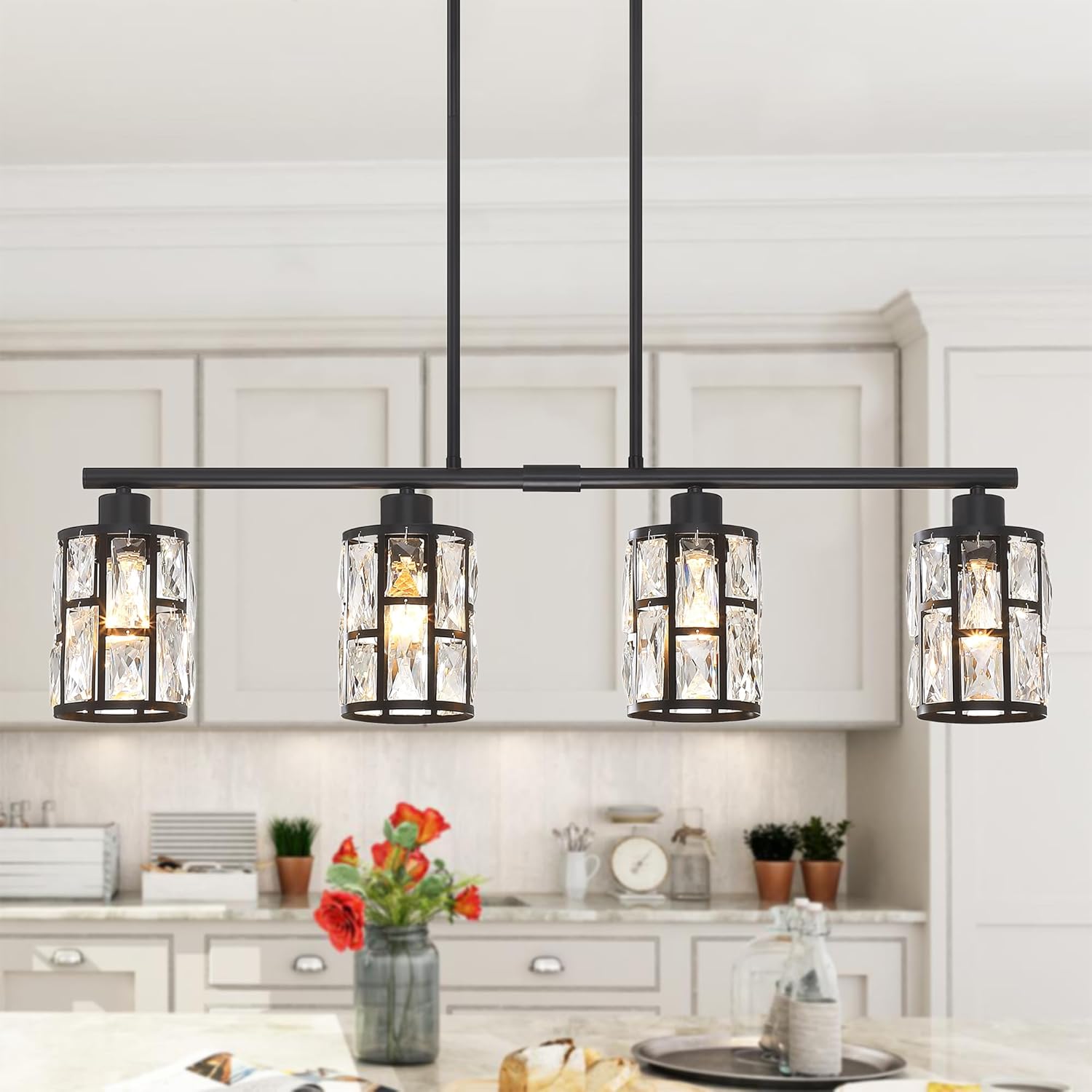 Luxe Black Chandelier — Black-4 Island