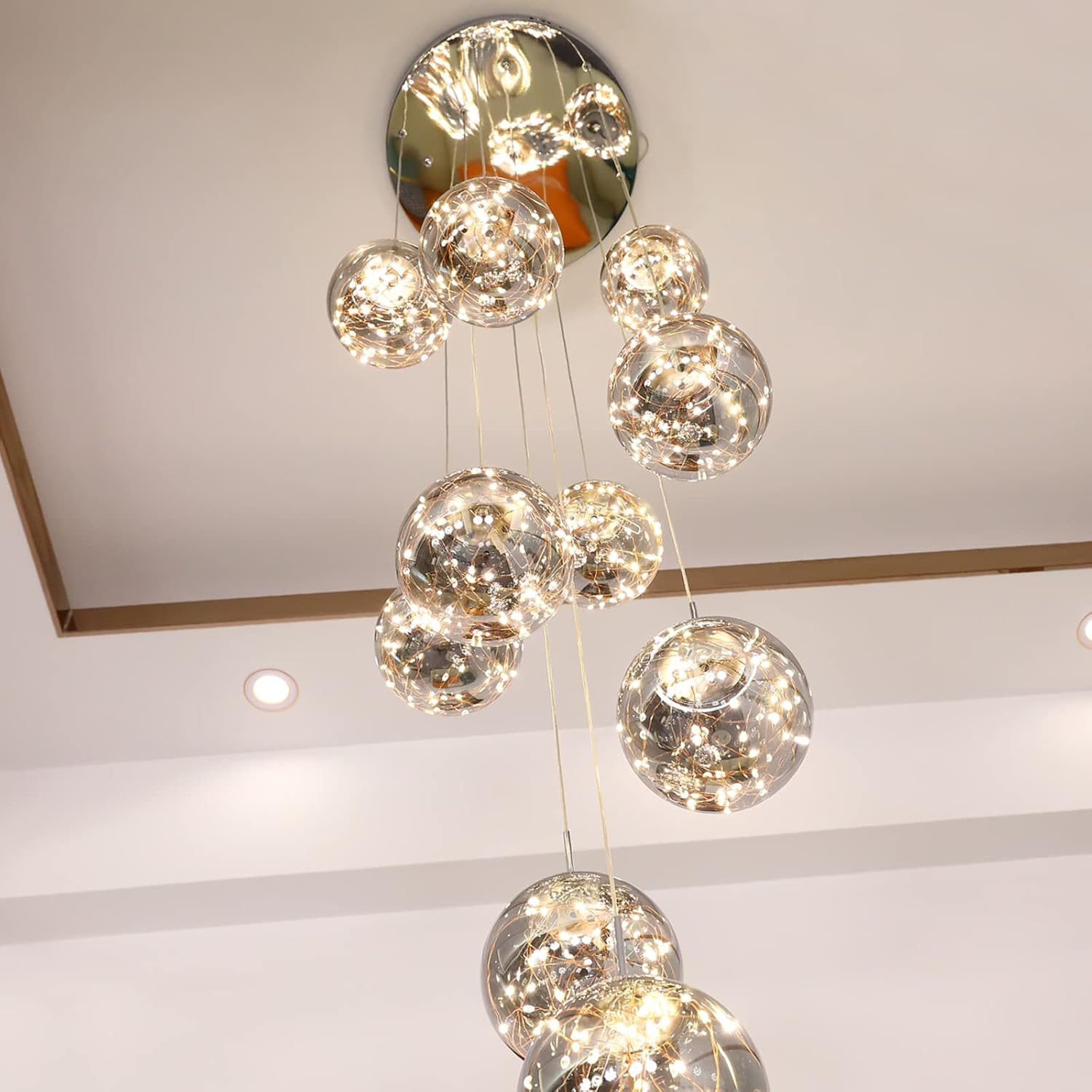 Adjustable Luxe Grey Chandelier — 10-Light - View 6