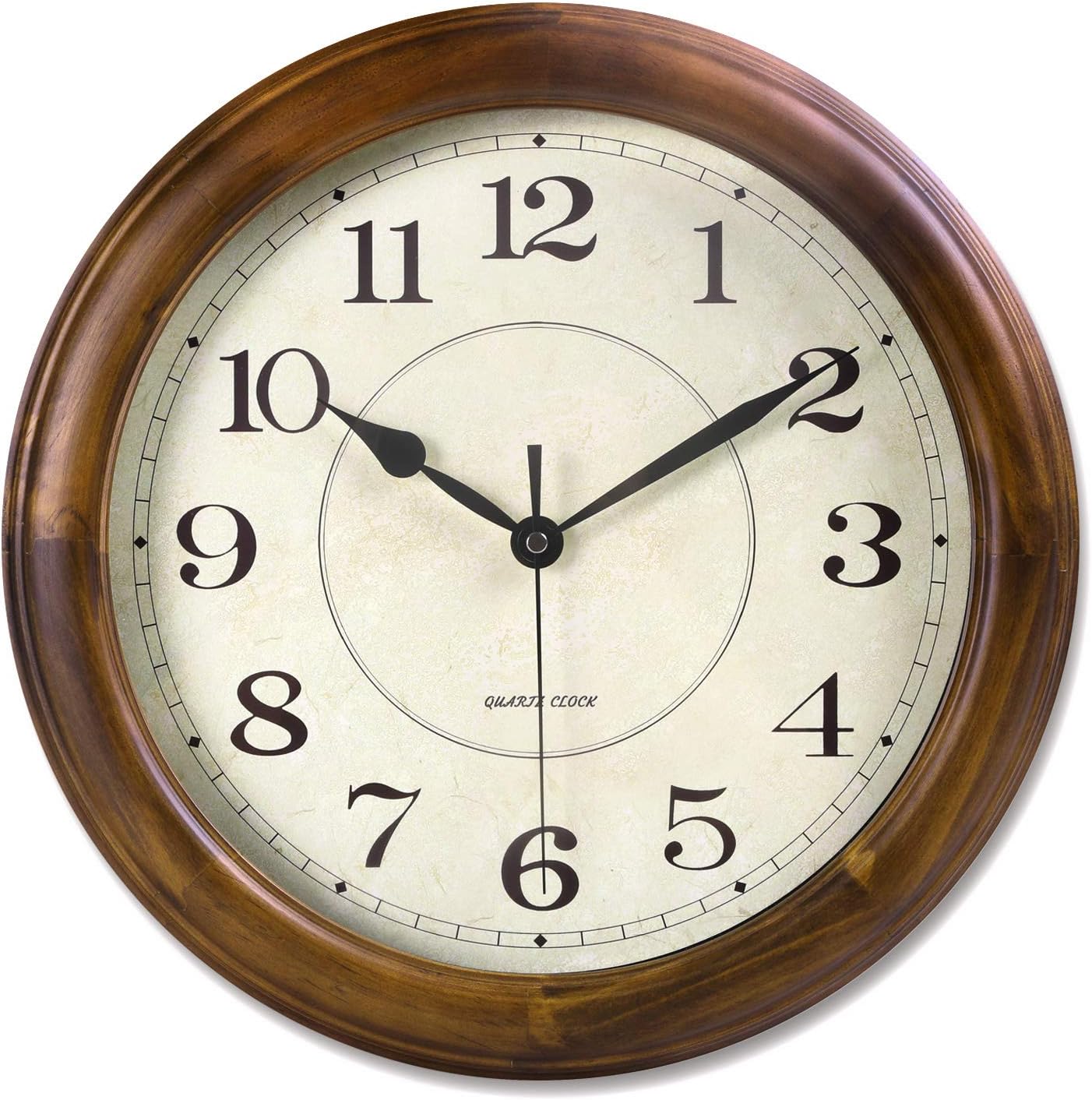 Battery Operated Mid-Century Wood Wall Clock — 14" - View 7