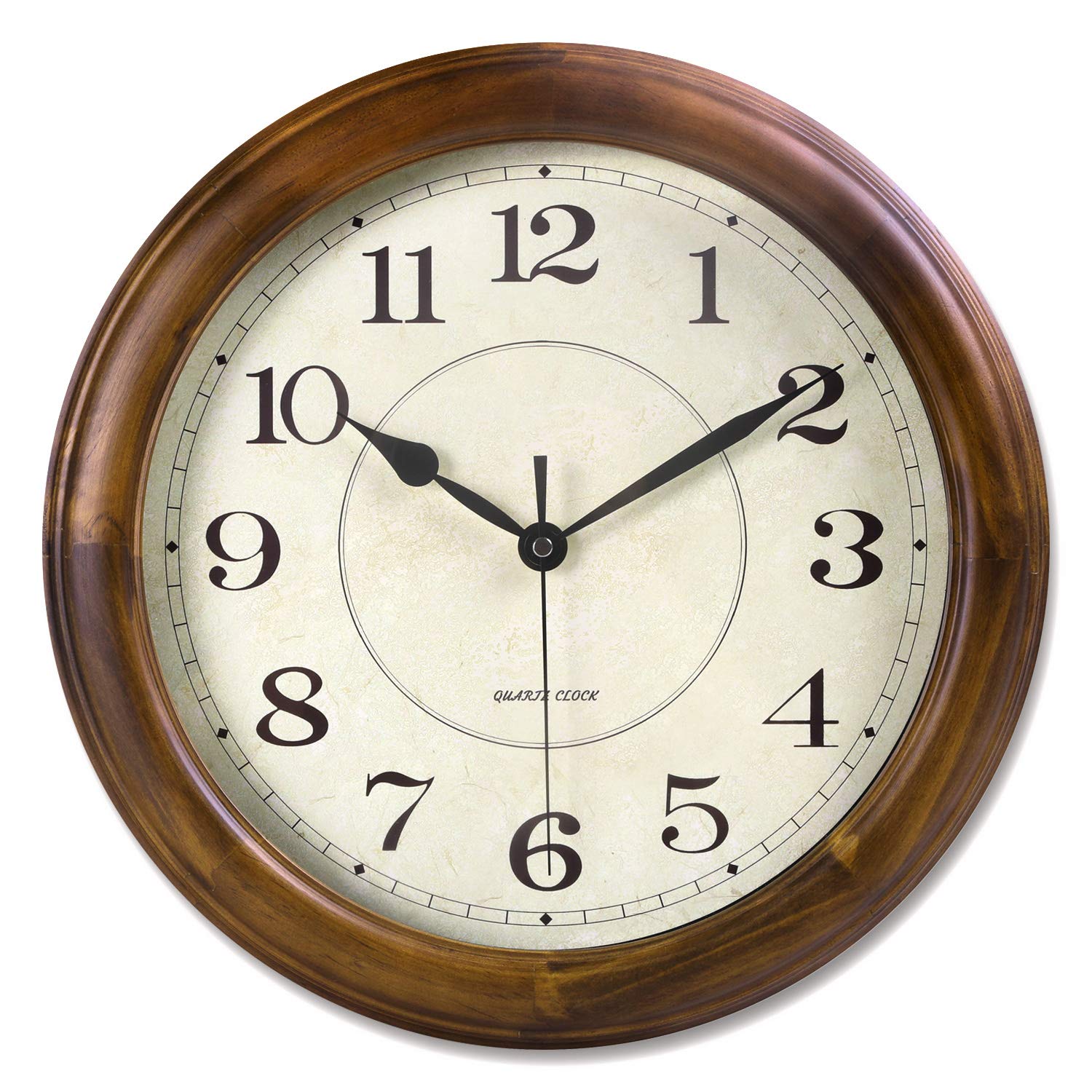 Battery Operated Mid-Century Wood Wall Clock — 14"
