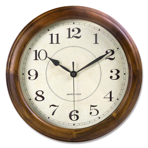 Battery Operated Mid-Century Wood Wall Clock — 14"