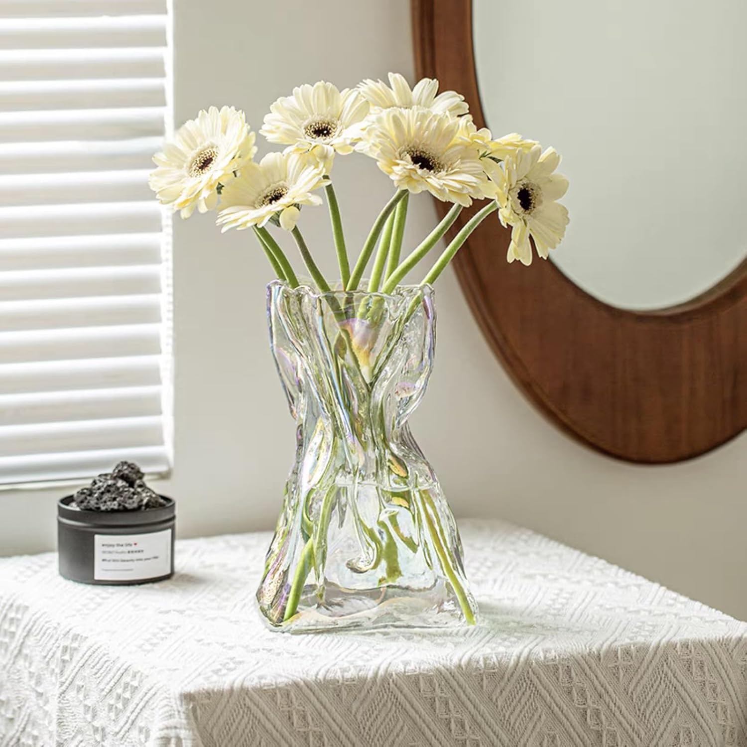 Modern Beige Flower Vase — 6" — Colorful