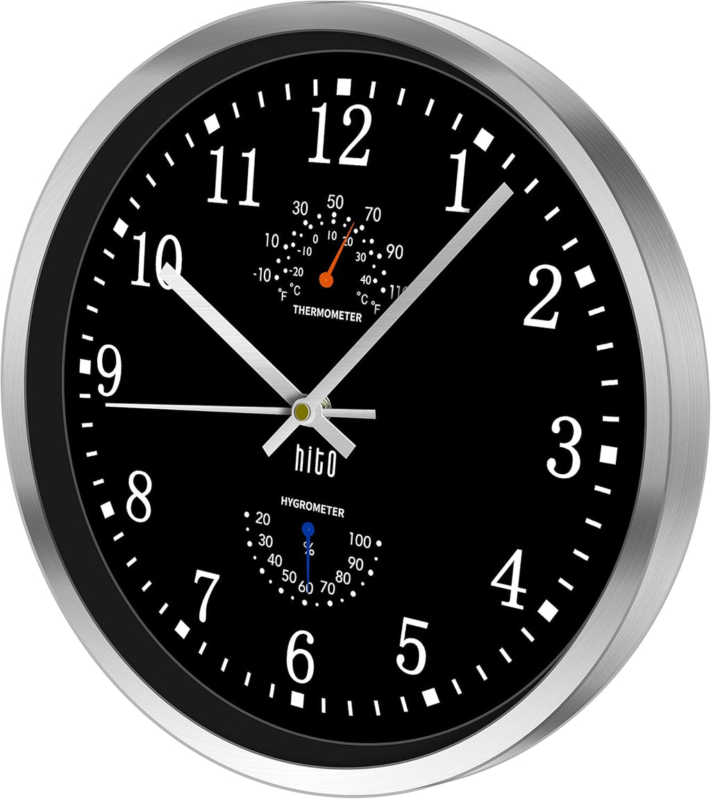 Battery Operated Black Wall Clock — 14" - View 2