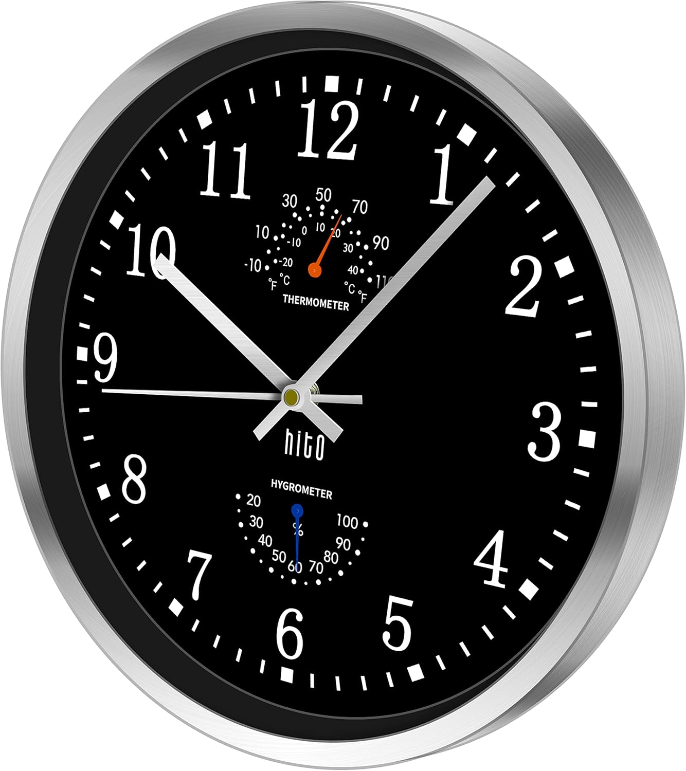 Battery Operated Black Wall Clock — 14" - View 2