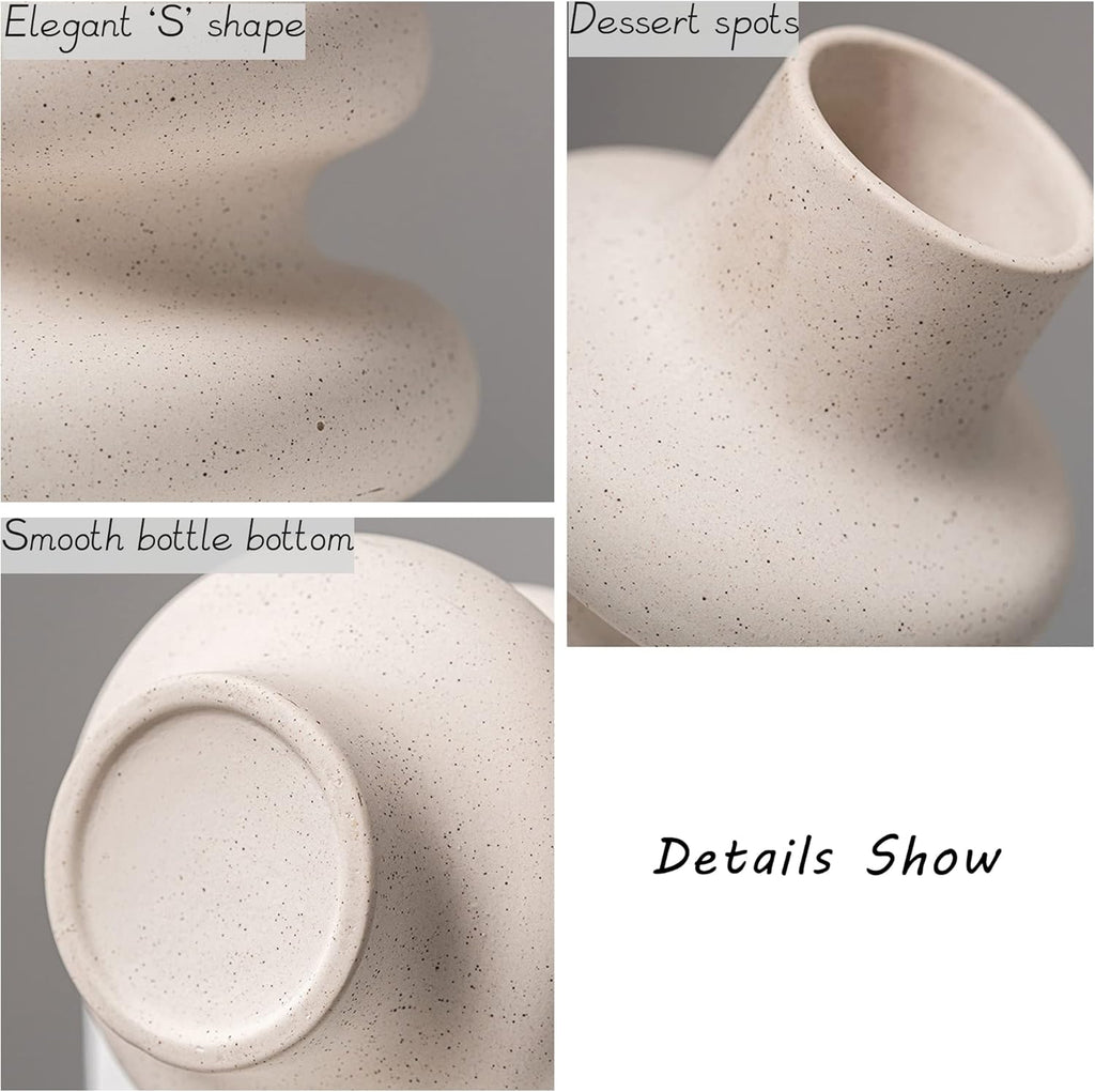 Round Boho White Flower Vase - View 4