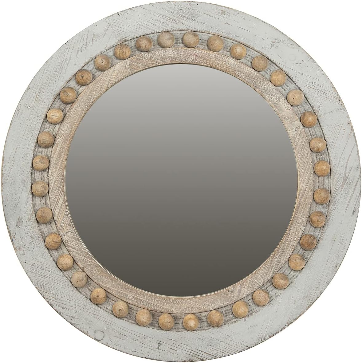 Round Beige Wall Mirror — Grey