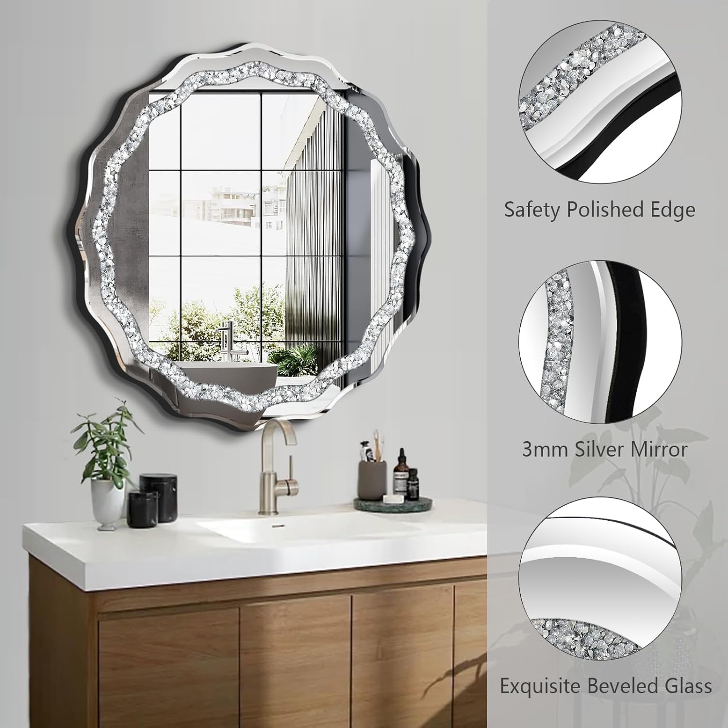 Beveled Luxe Silver Wall Mirror — 31.5" - View 2