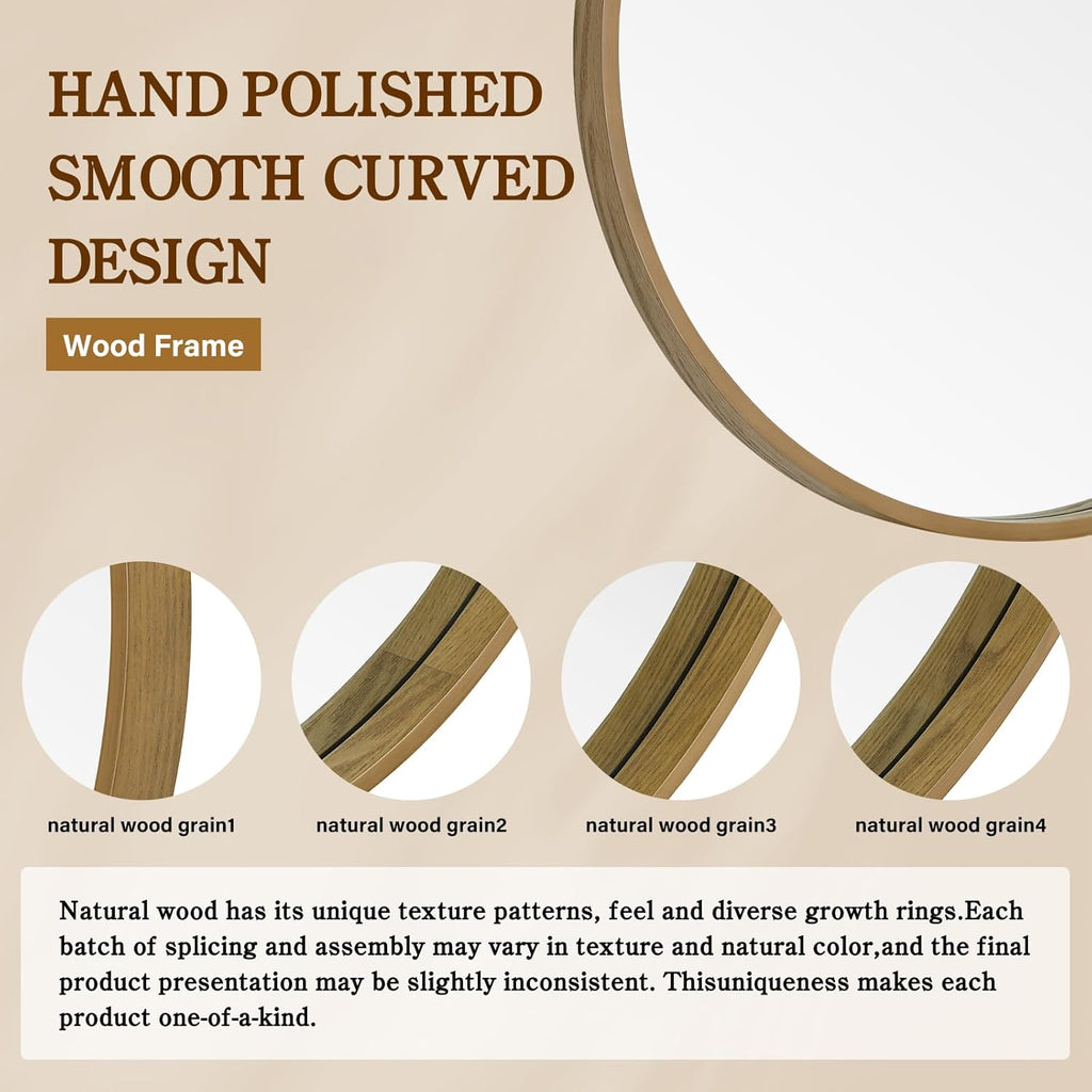 Round Beige Wall Mirror — 24" - View 7