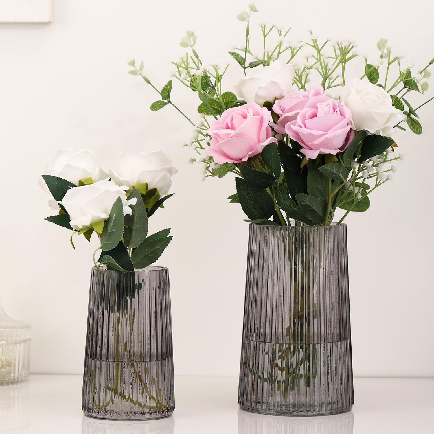 Modern Black Flower Vase — 8" — Large+Medium