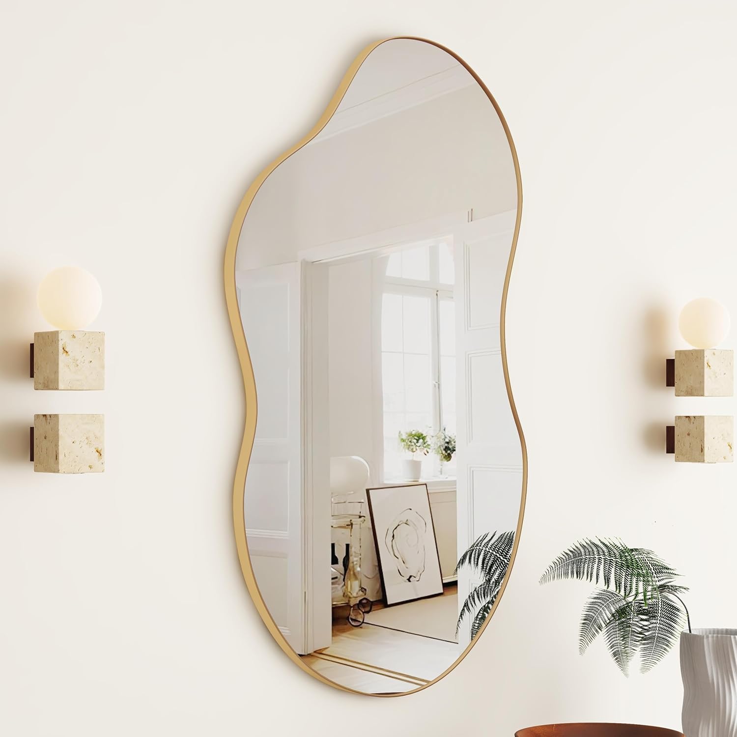 Antique Luxe Black Wall Mirror — 20" — Antique-gold
