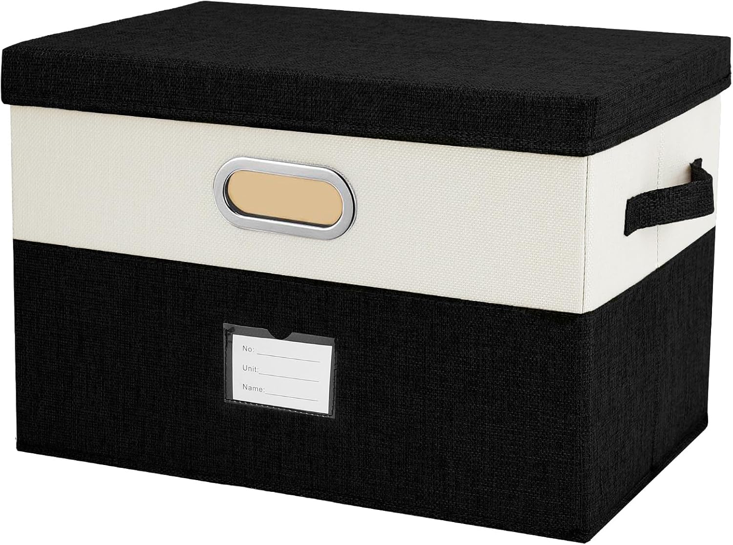 Linen Beige Storage Bin — Black&Cream