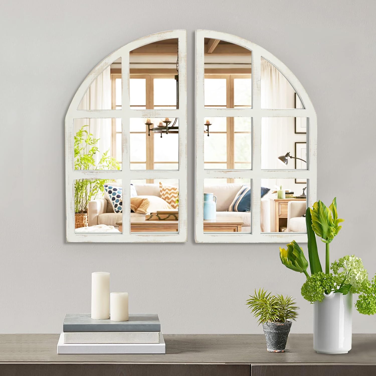 Rectangular Farmhouse Glass Wall Mirror — Set of 2 — Rectangular