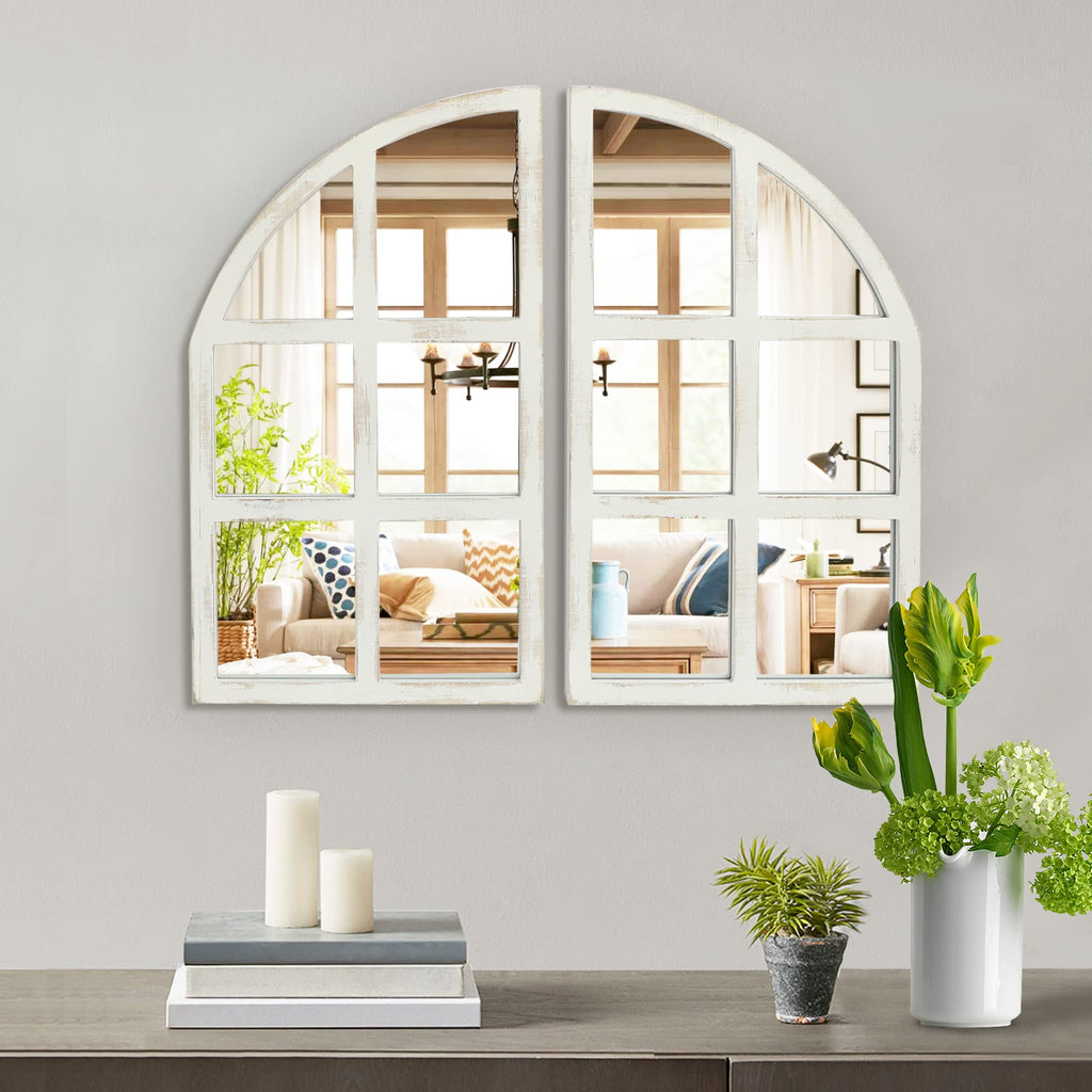 Rectangular Farmhouse Glass Wall Mirror — Set of 2