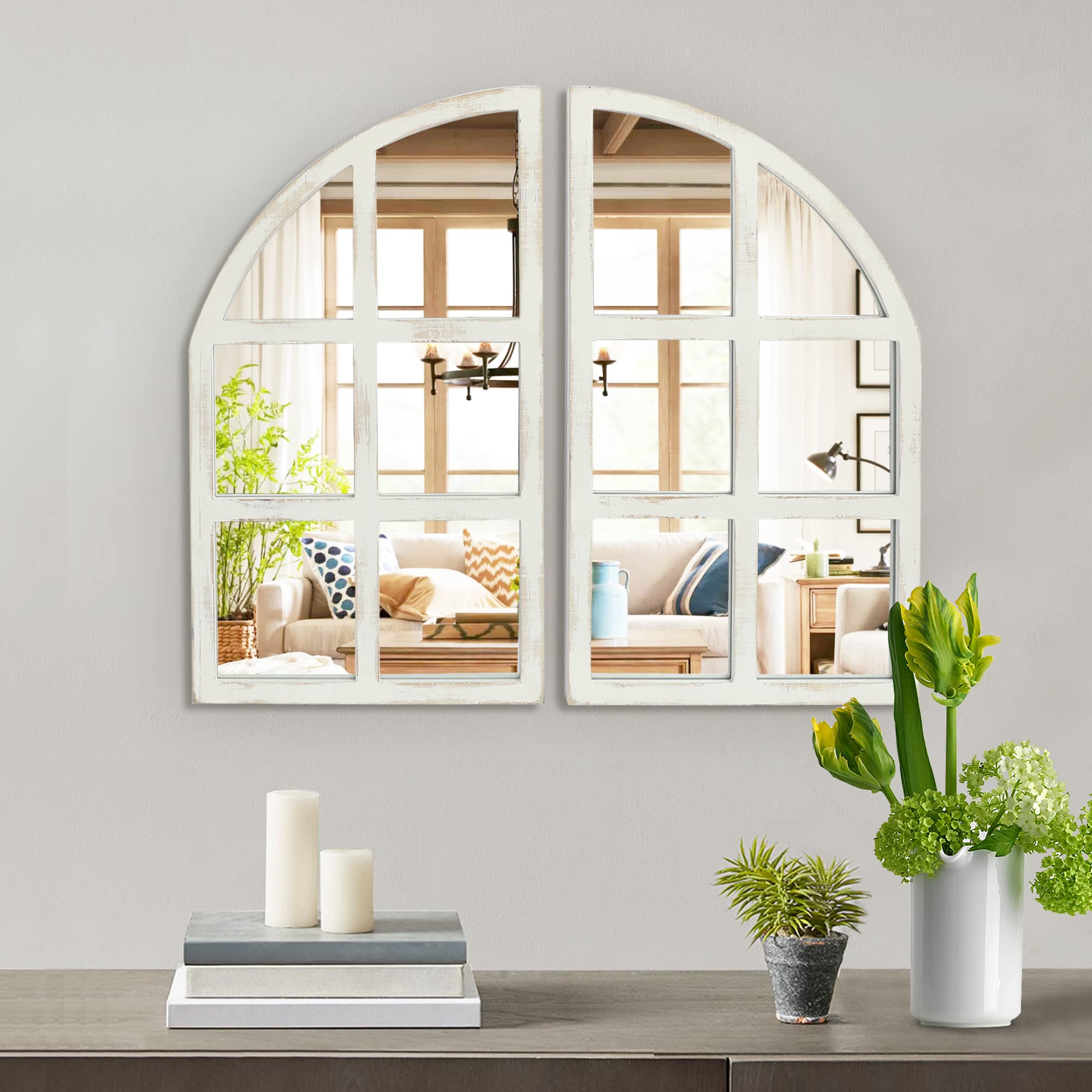 Rectangular Farmhouse Glass Wall Mirror — Set of 2