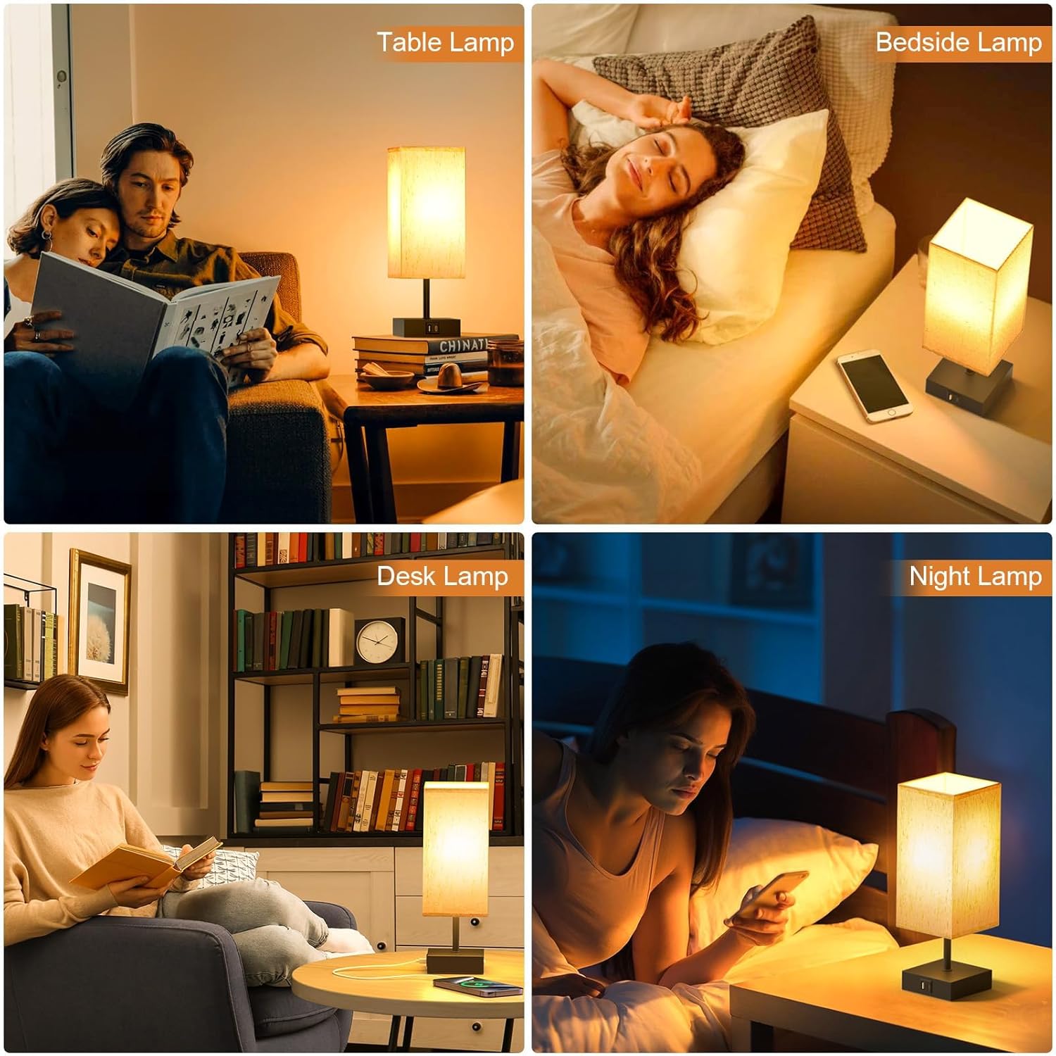 Dimmable Fabric Bedside Lamp — 5" - View 7