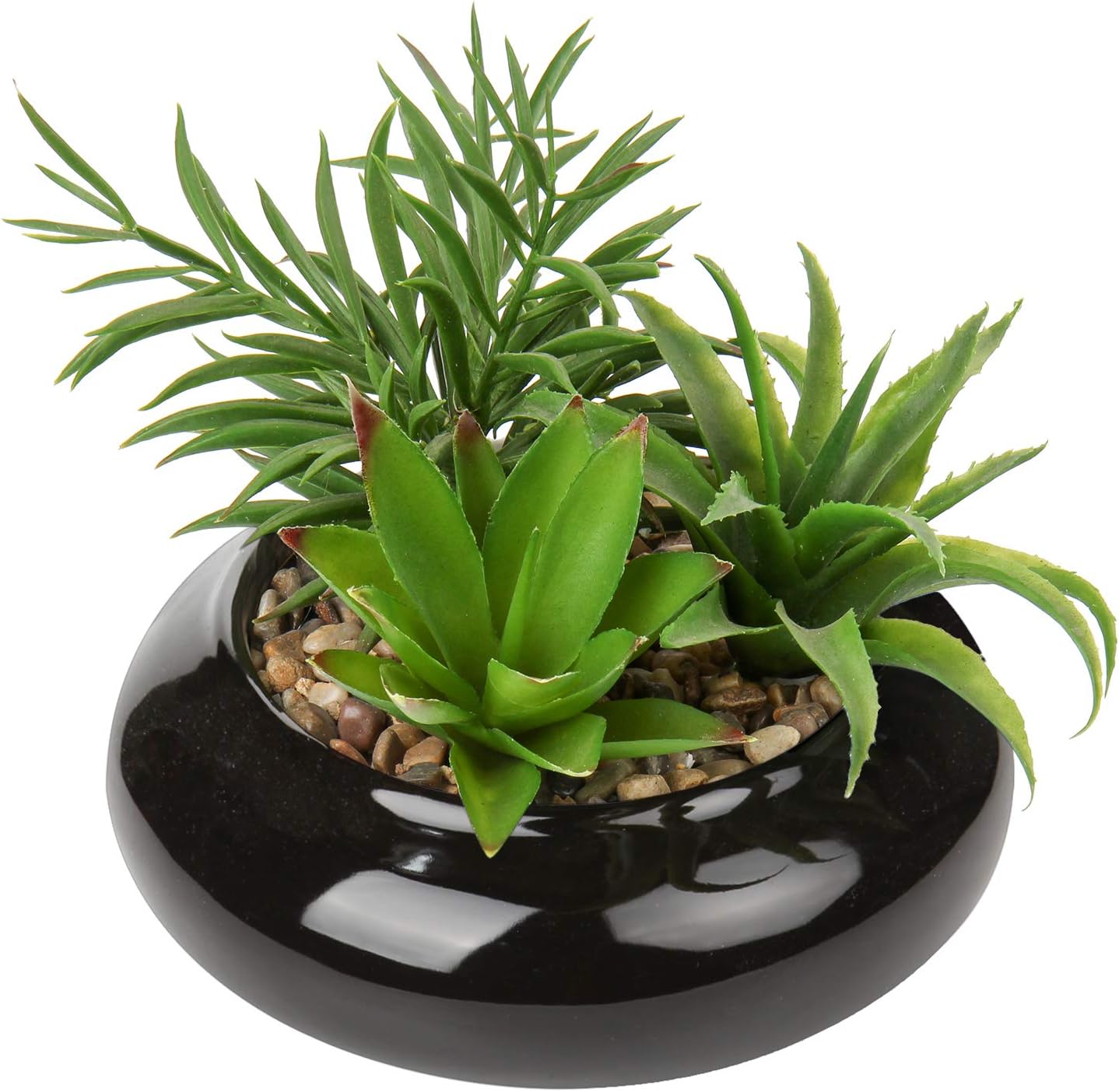 Modern Black Faux Succulent — 1pack - Black Ceramic