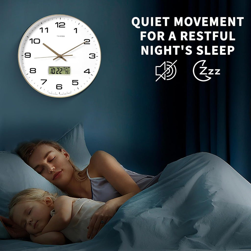 Battery Operated Luxe Black Wall Clock — 14" - View 9