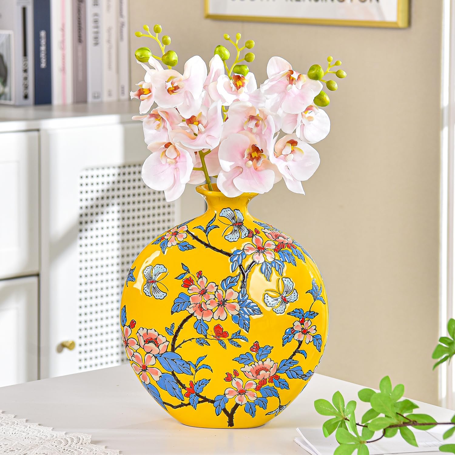 Hand-Carved Beige Decorative Vase - View 5