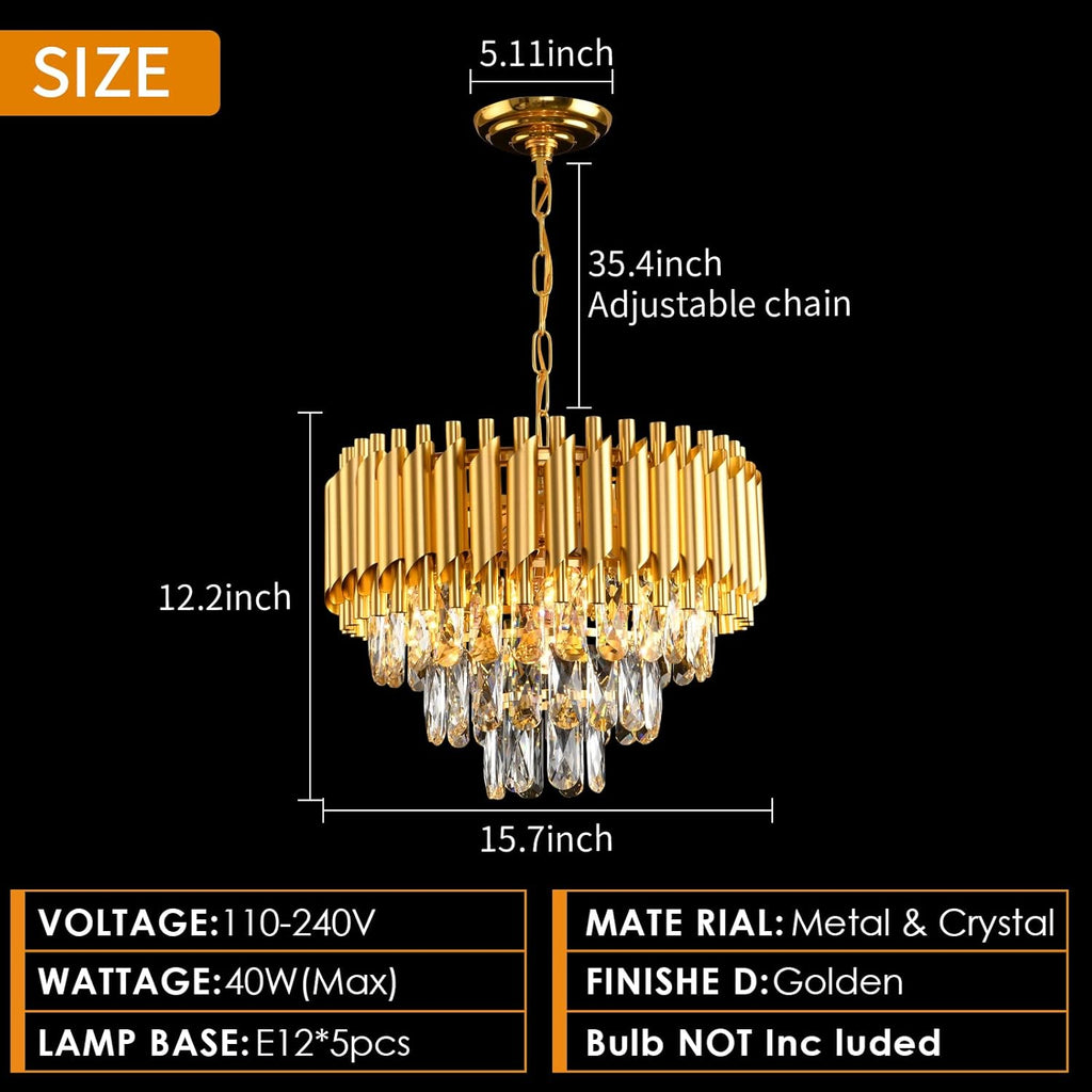 Round Luxe Black Chandelier — 5-Light - View 5