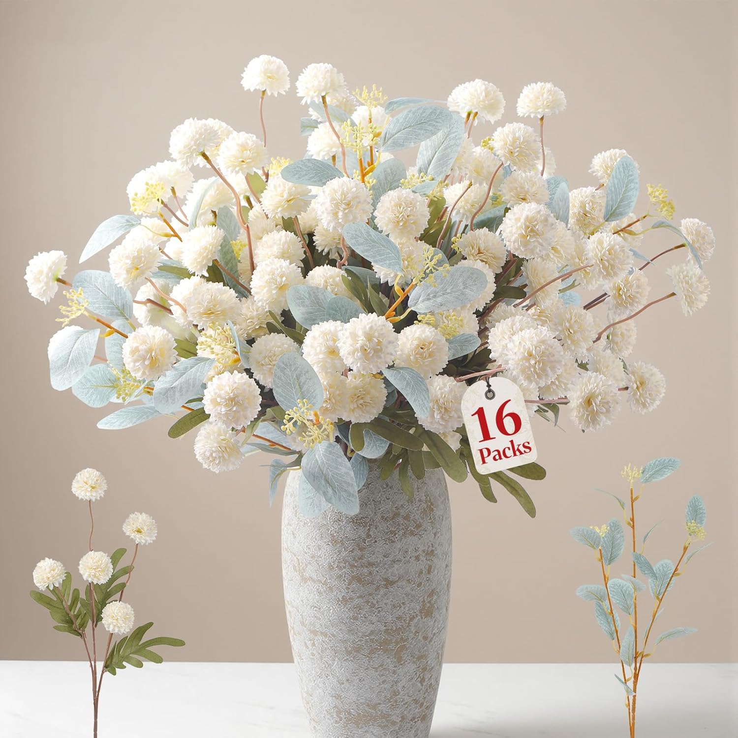 Beige Artificial Flowers — White