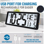 Rechargeable Mid-Century Black Wall Clock — 4.6" - View 2