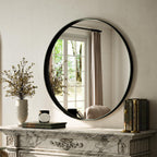 Round Modern Black Mirror — 24"