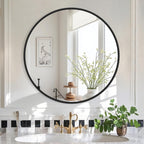 Round Black Wall Mirror — 22" - View 2
