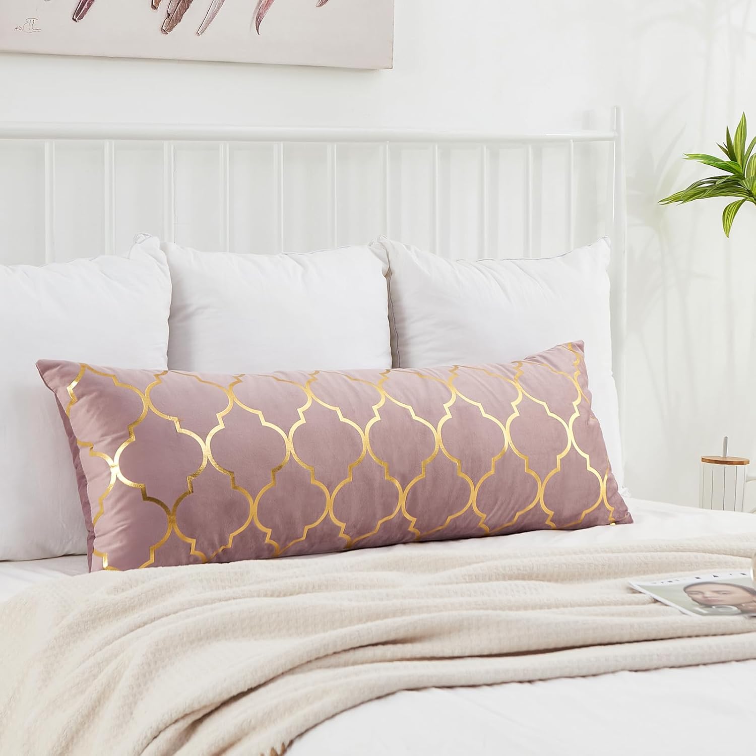 Velvet Boho Black Throw Pillow Cover — 20" — 36" x 14" (Pack of 1)