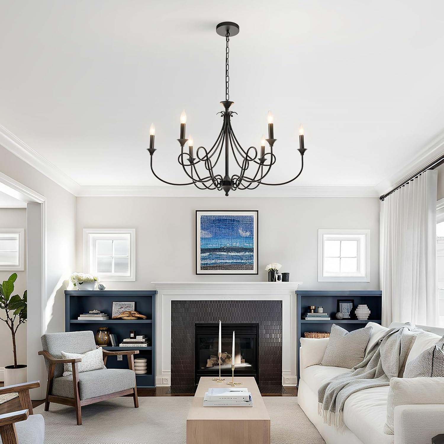 Farmhouse Black Chandelier - View 2