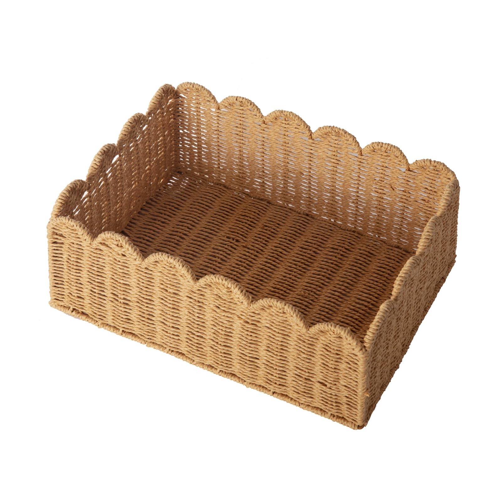 Boho Beige Woven Basket — 14"
