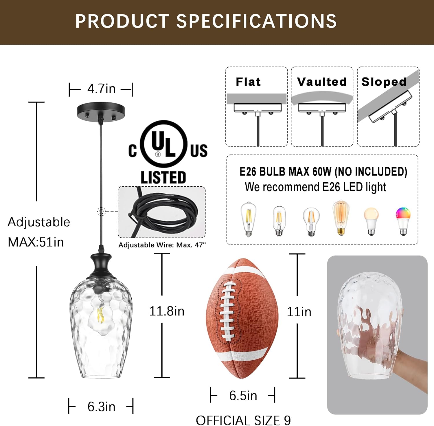 Farmhouse Black Pendant Light — 1-Light - View 3