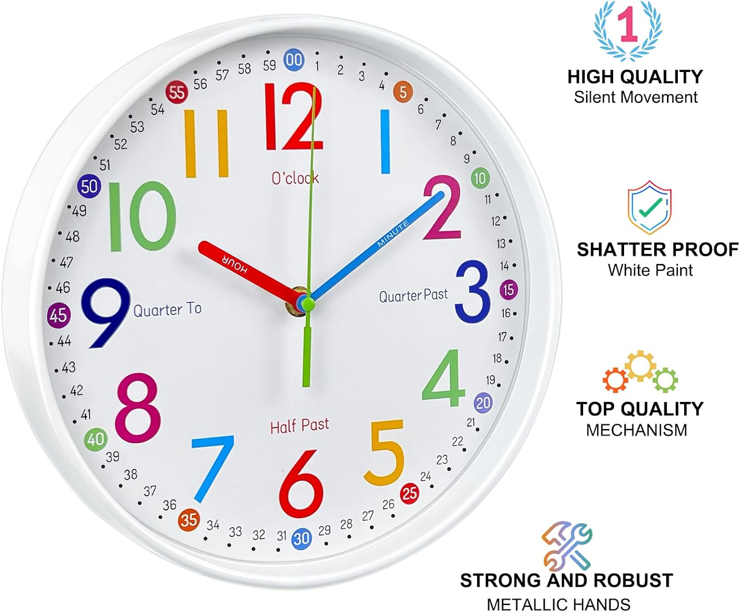 Battery Operated Wall Clock — 8" - View 2