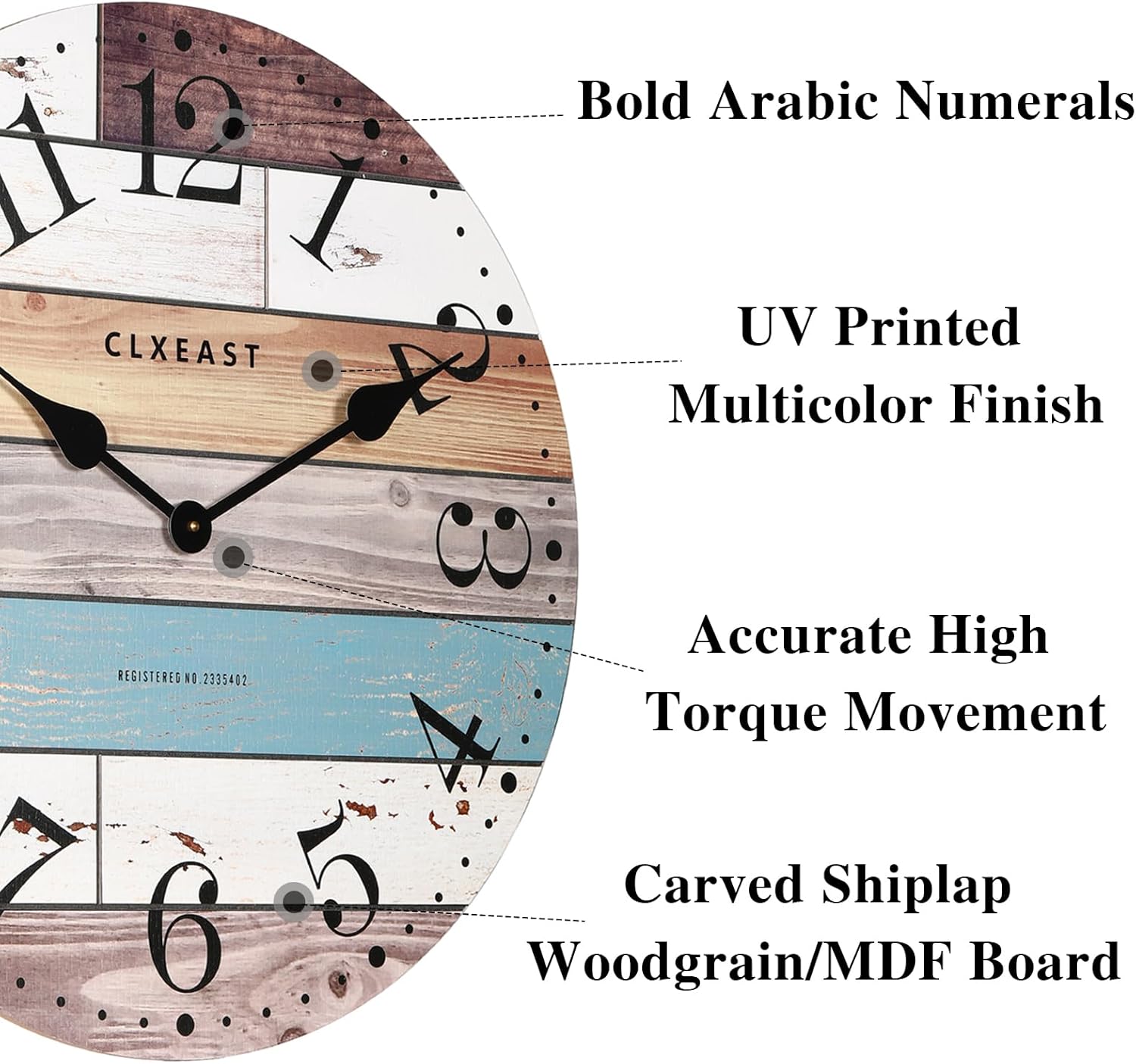 Farmhouse Wood Wall Clock — 24" - View 2