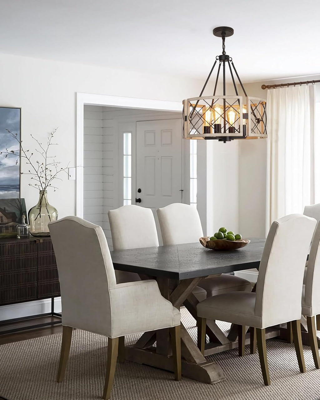 Adjustable Farmhouse Grey Chandelier — 4-Light - View 8