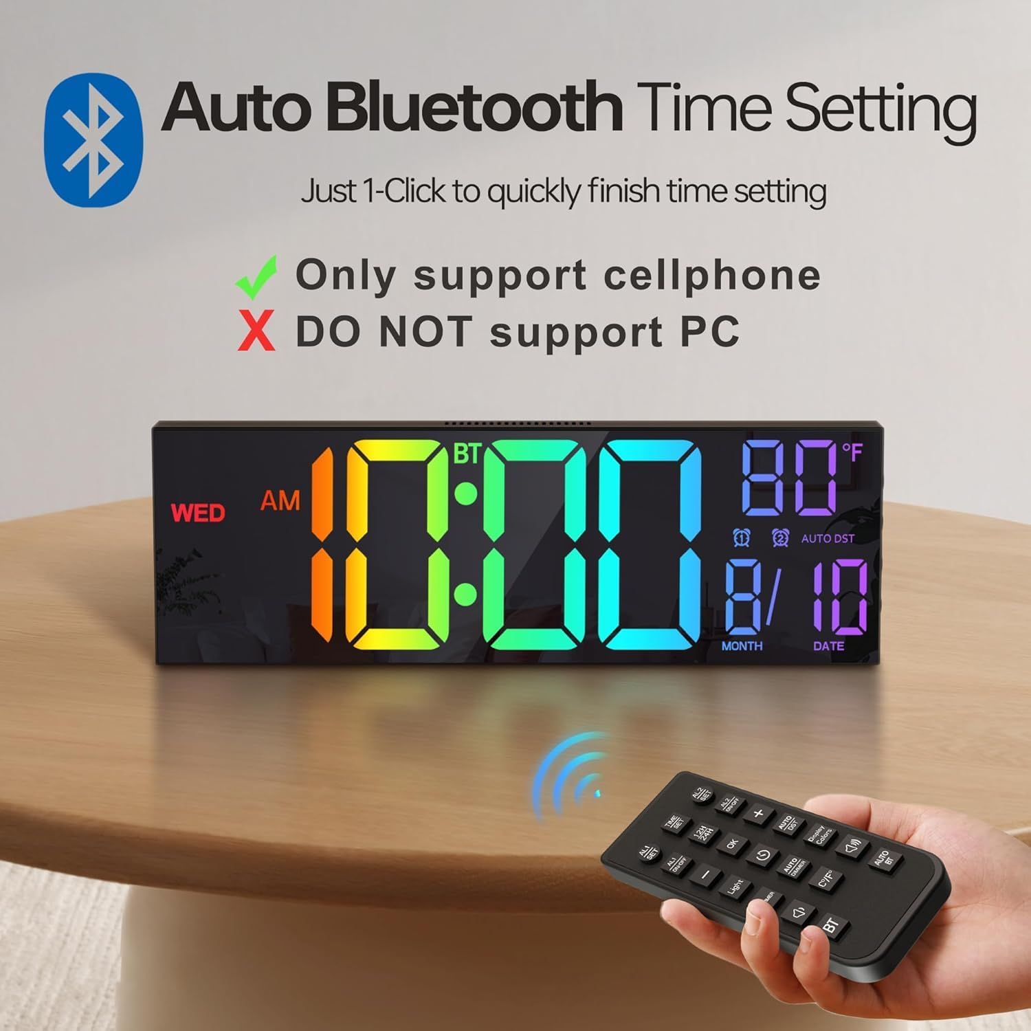 RGB Black Wall Clock — 16.2" - View 3