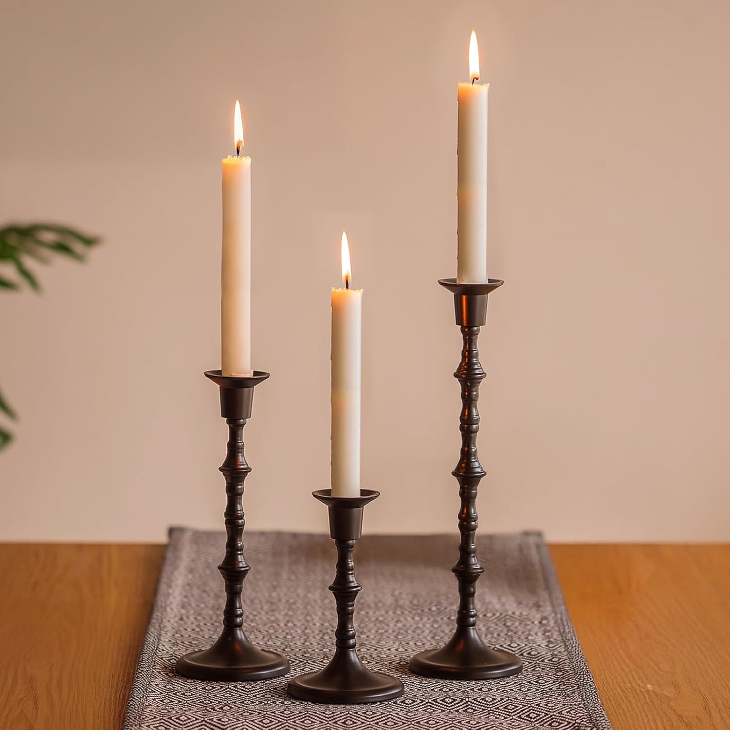 Antique Black Candle — Set of 6 — Black