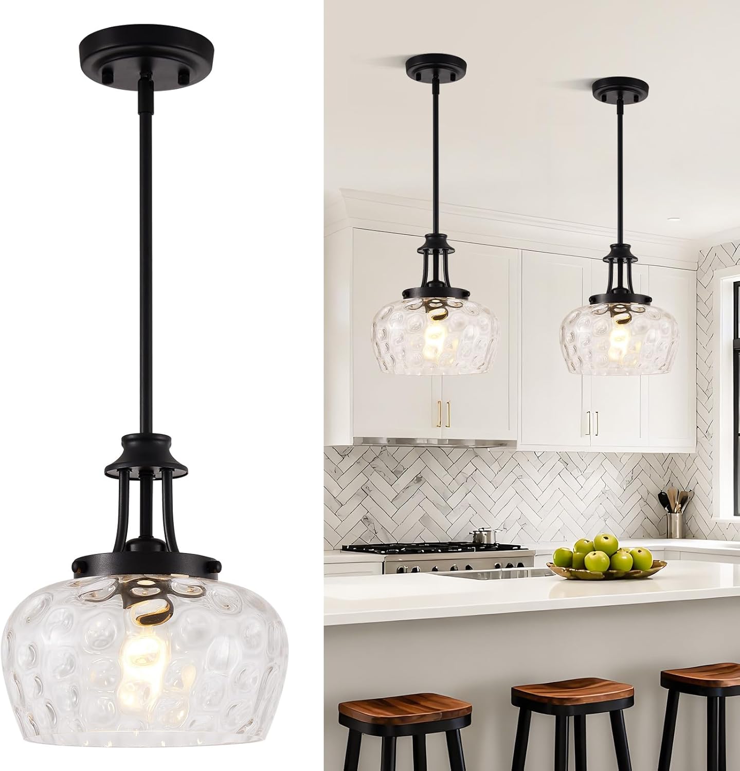 Modern Black Pendant Light — 10" — 1 Pack-Matte Black-10"(Easy to Install)
