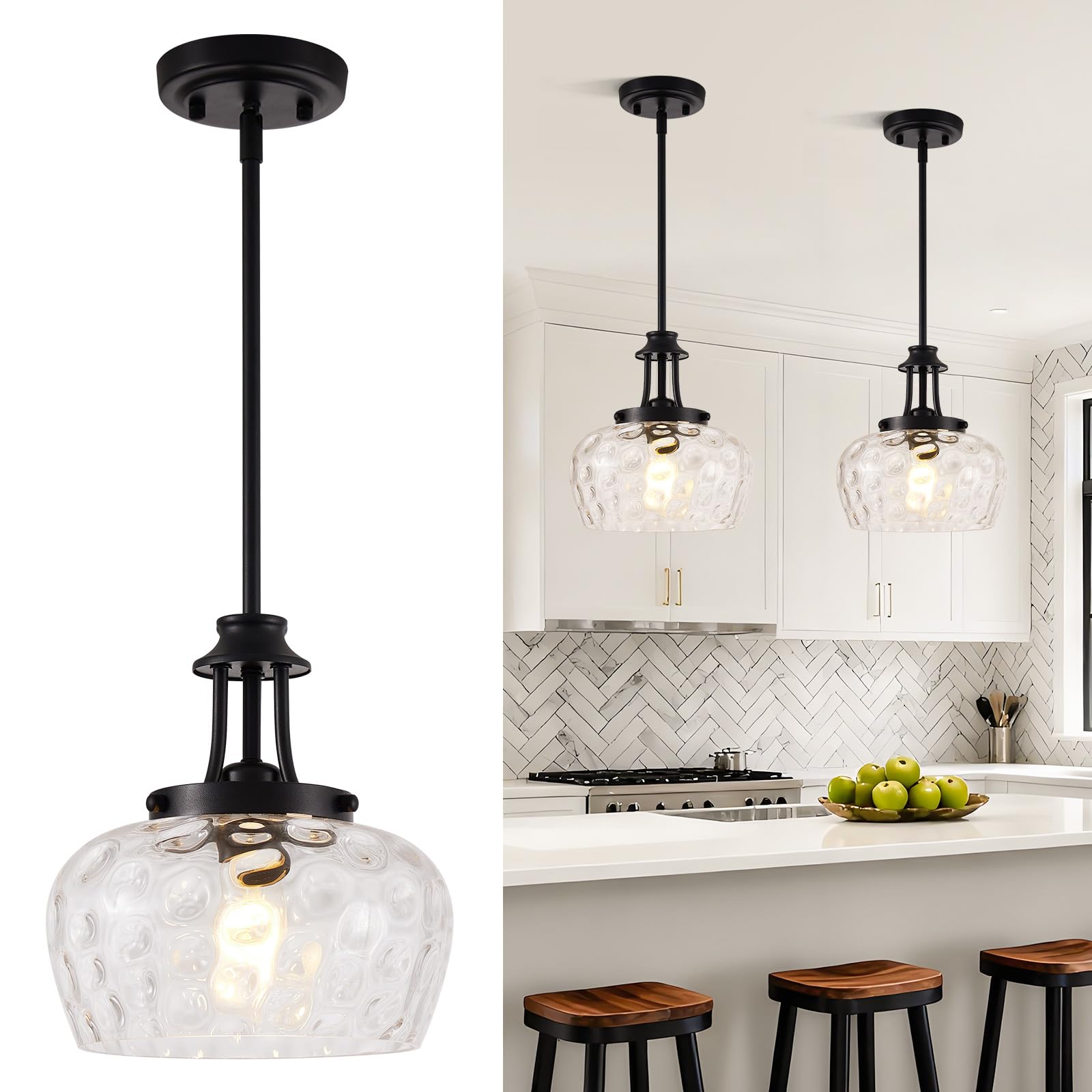 Modern Black Pendant Light — 10"
