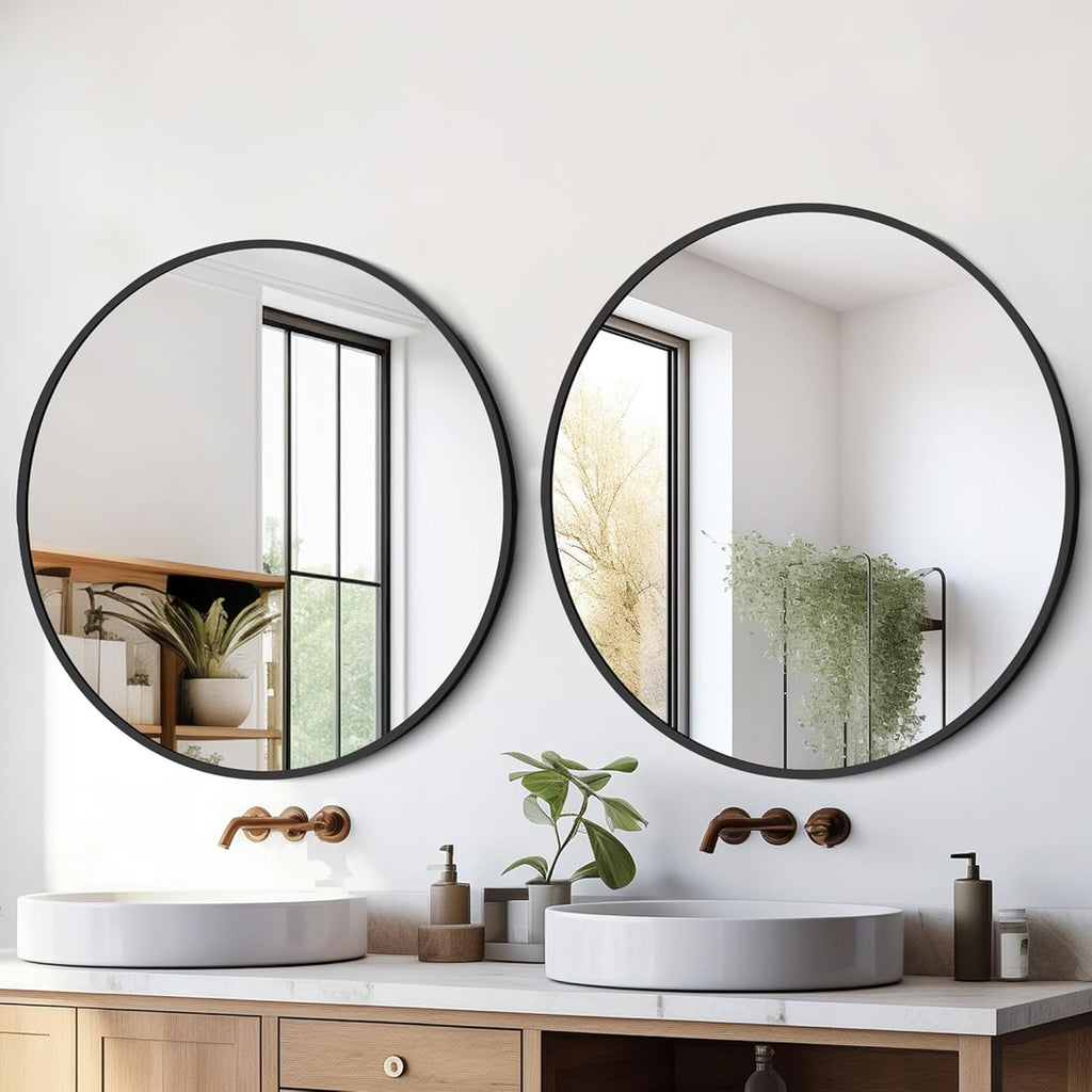 Round Black Wall Mirror — 22" - View 7