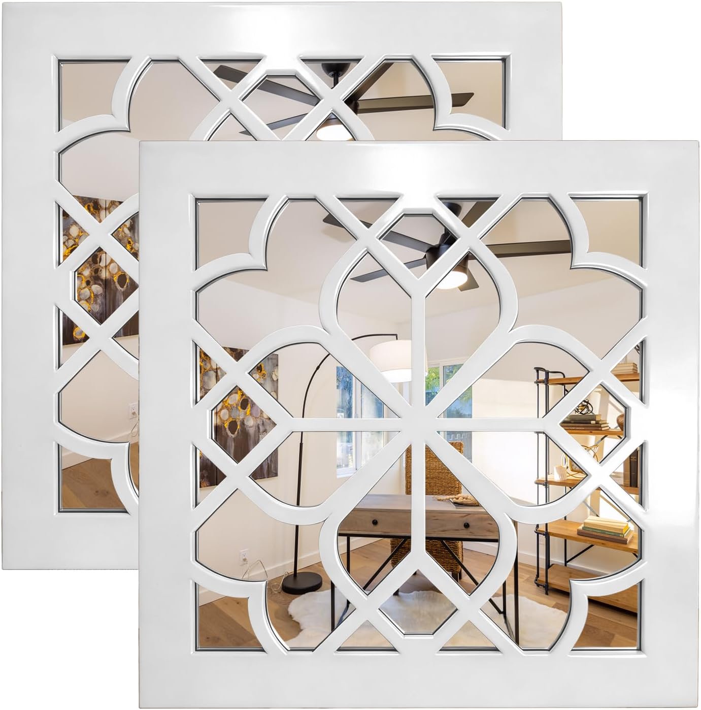 Vintage Boho Brown Wall Mirror — 12" — White